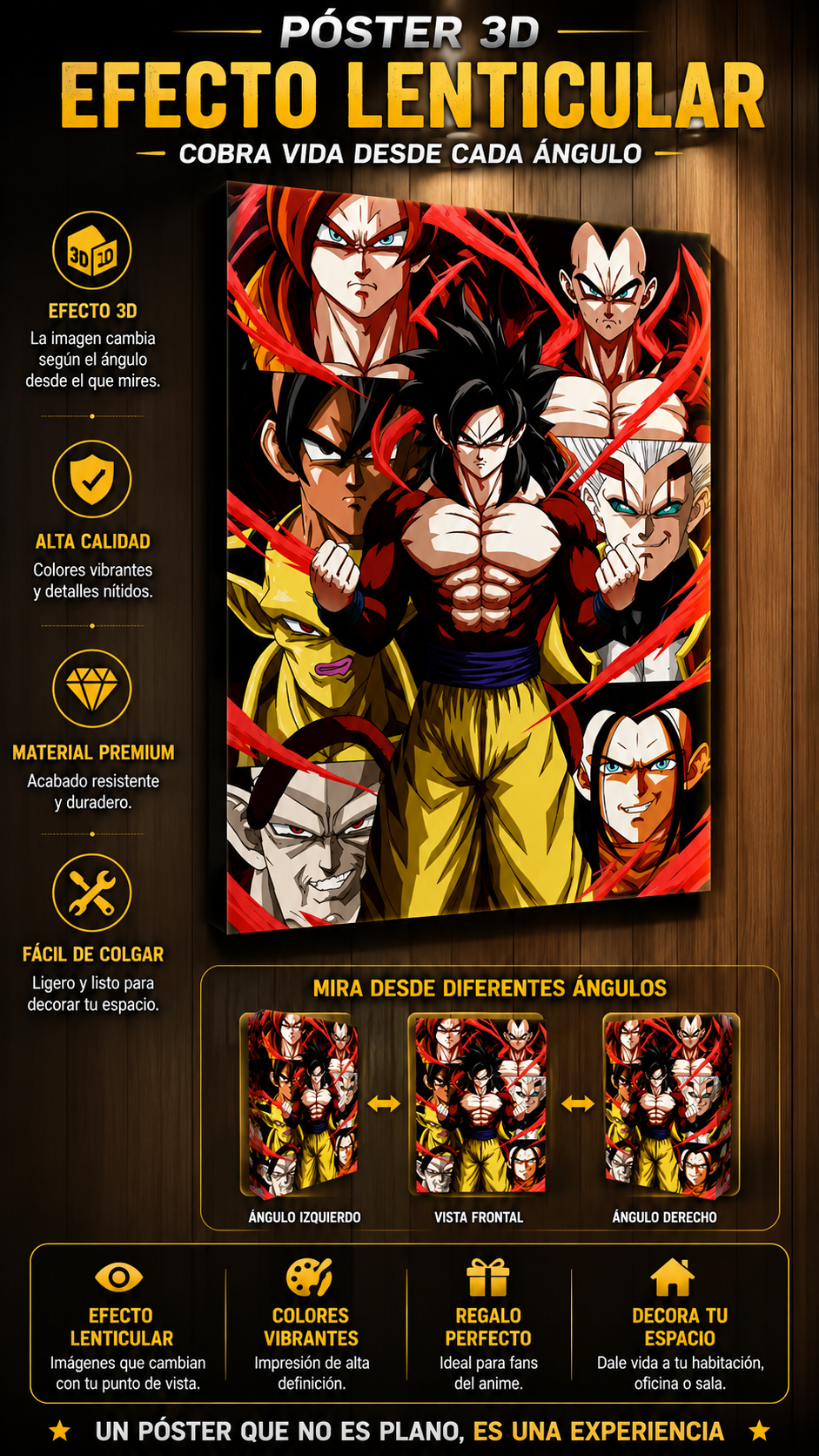 Póster Lenticular 3D Dragon Ball | Cambia de Imagen Según el Ángulo