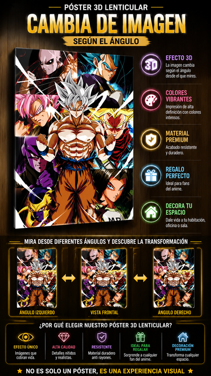 Póster Lenticular 3D Dragon Ball | Cambia de Imagen Según el Ángulo